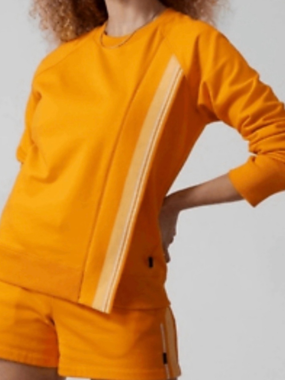 Athleta Triumph Game Point Sweatshirt Yellow‎ Stripe Pullover XS